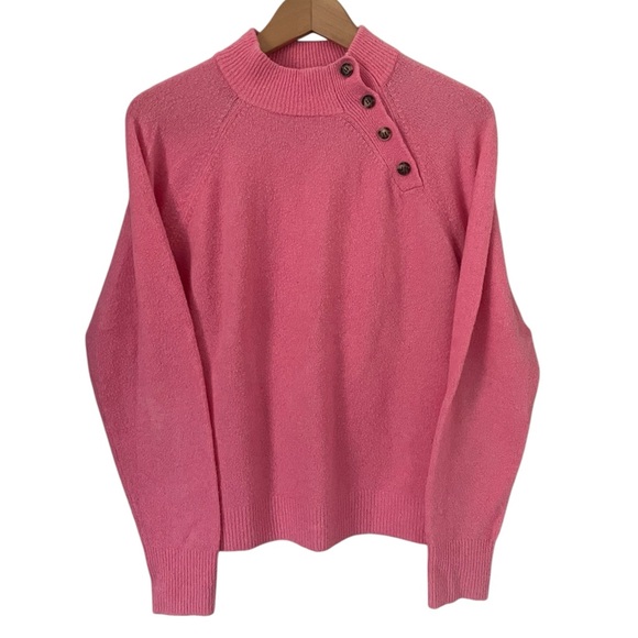 J.Crew Cozy Button Pink Super-soft Yarn Sweater Medium - Picture 1 of 11